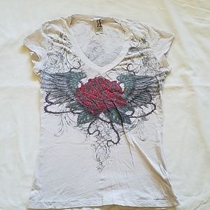 Proverbs 3:5 Rose and Wings Bling T shirt